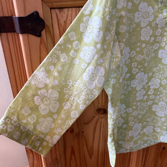 Peter‎ Millar Golf Blouse Tunic 100% Cotton 3/4 Sleeve Green White Floral Medium - Picture 6 of 6
